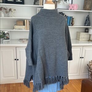 Next Charcoal Poncho with Fringe